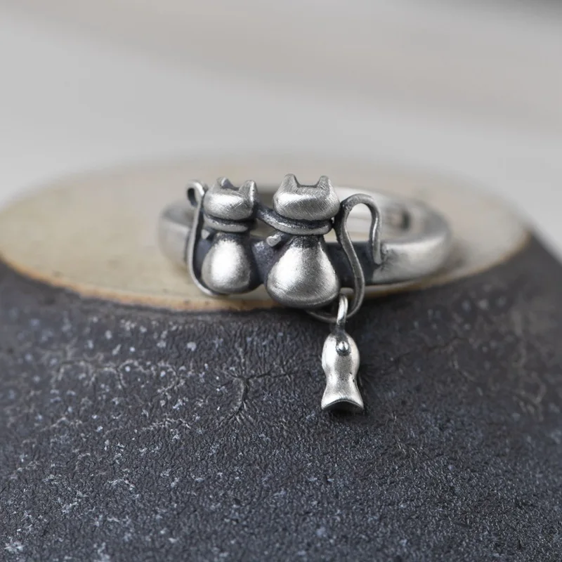 Романтическое кольцо в виде пары котов для женщин ювелирные изделия винтажная