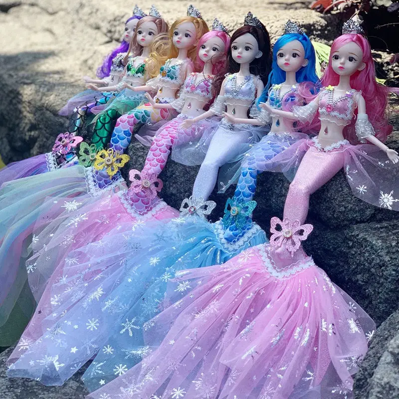 

45 cm Bjd Doll Mermaid 3D Eyes 11 Joints Fashion Cute Change Dress Up Diy Princess Child Play House Toys Girl Birthday Gift