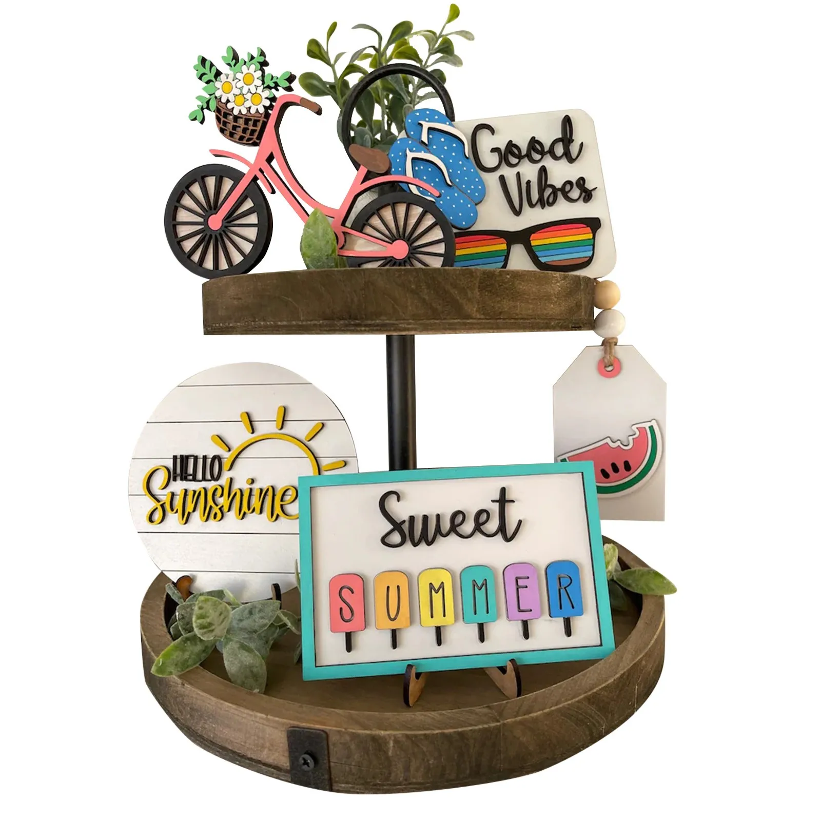 

Wooden Layered Tray Set Summer Decorative Trays For Centercenter Table Decoration & Accessories Sweet Summer Home Decor Ornament