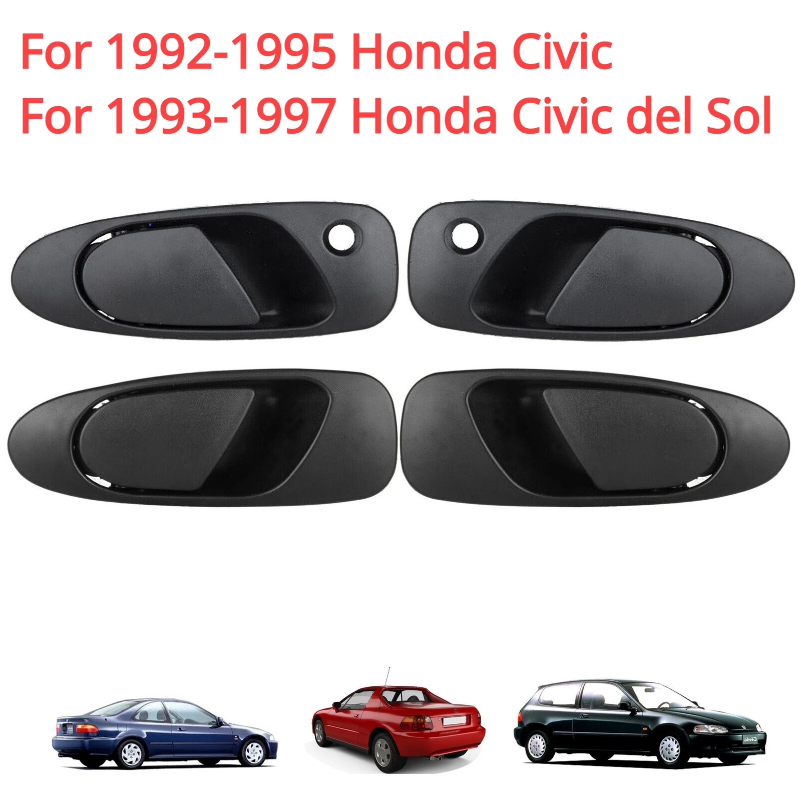 

Наружные передние и задние дверные ручки 4 шт., LH и RH для 1992-1995 Honda Civic 1993-1997 Civic Del Sol