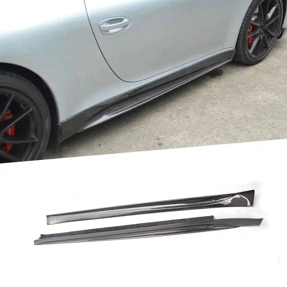 

Carbon Fiber Side Skirts Aprons Cover fit for Porsche 911 991 GT3 Carrera 2012 - 2015 V Style Door Bumper Lip Guard