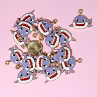10pcs cute cartoon enamel ocean fish shark charms pendant for couples women jewelry earrings bracelet necklace diy accessories