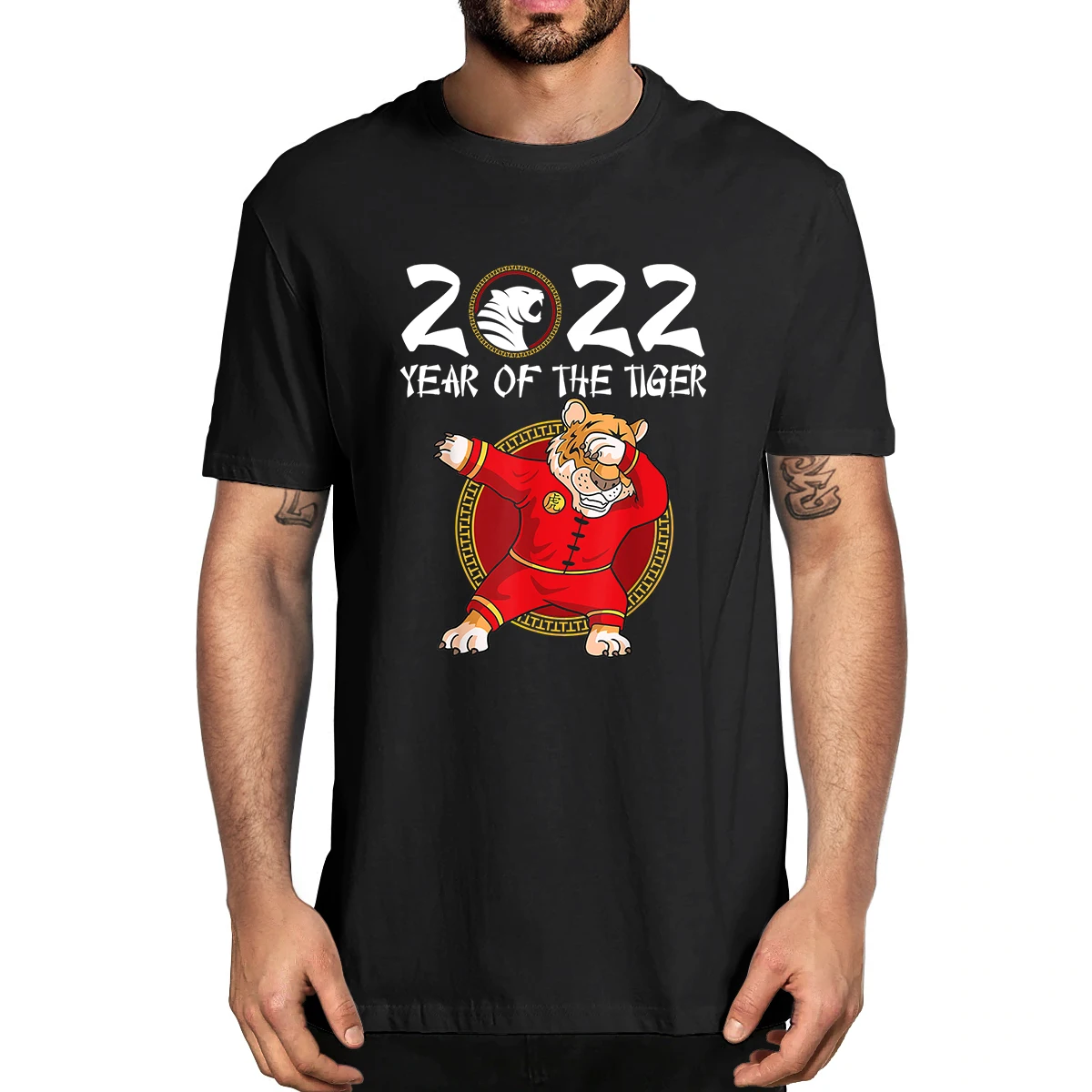 

100% Cotton Happy Chinese New Year 2022 Year Of The Tiger Summer Men's Novelty T-Shirt Women Casual Streetwear Soft Tee Fashion