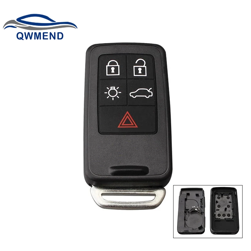 QWMEND 5 Buttons Replacement Smart Car Key Shell for Volvo XC60 XC40 S90 V40 XC70 V70 S40 V50 Car Remote Key Fob Case Cover