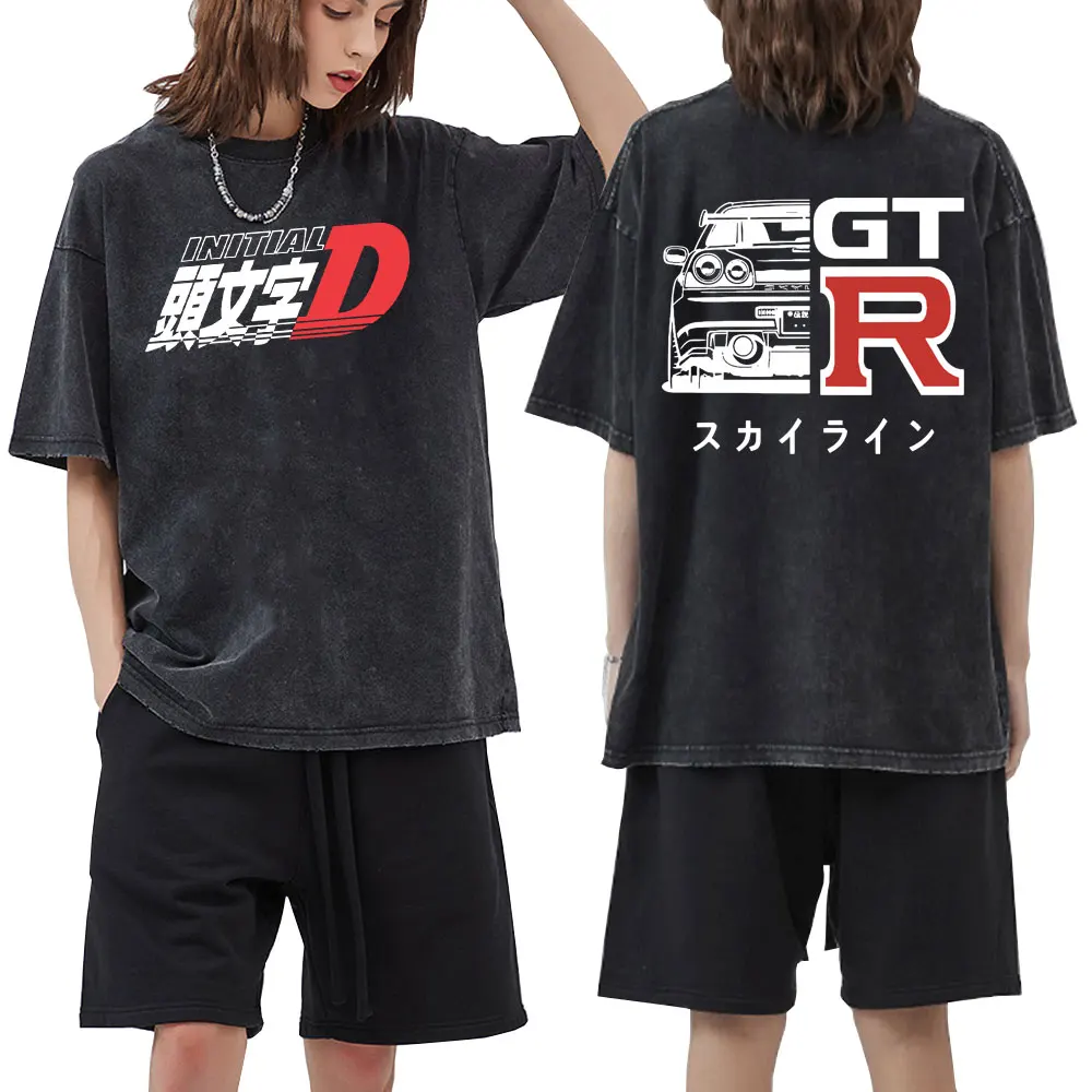 

Anime Drift AE86 Initial D Graphic T Shirt Casual Goth Men's Tshirt Japanese R34 Skyline GTR JDM Oversized Harajuku T-Shirt Male