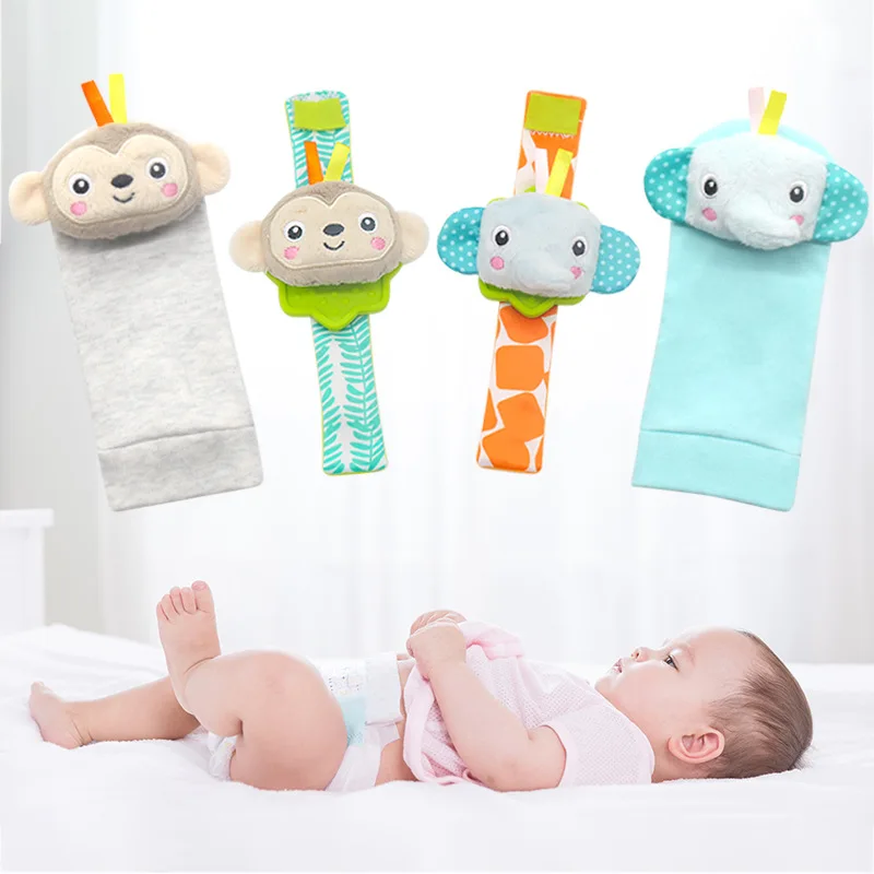 

Newborn Sock Rattle Toy Baby Toys 0 12 Month Cartoon Animal Soft Plush Stuffed Sock Wrist Sound Rattle Educational Game for Baby