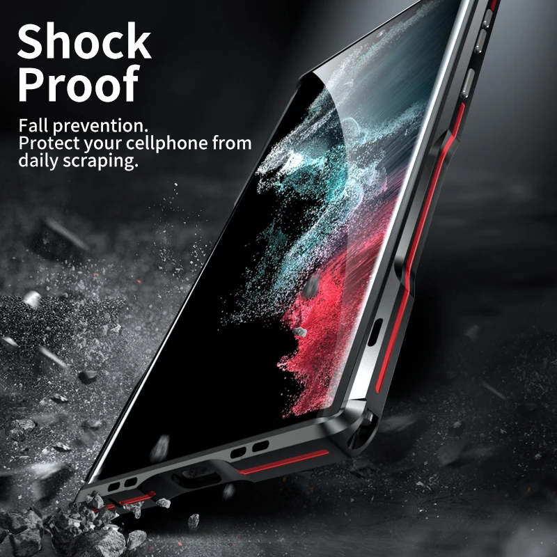 Luphie Original Metal Bumper Case For Samsung Galaxy S22 S21 Plus Ultra Cases Luxury Shockproof Armor Irregularly Aluminum Cover
