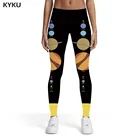 Женские летние леггинсы KYKU, летние разноцветные джеггинсы с 3D-принтом