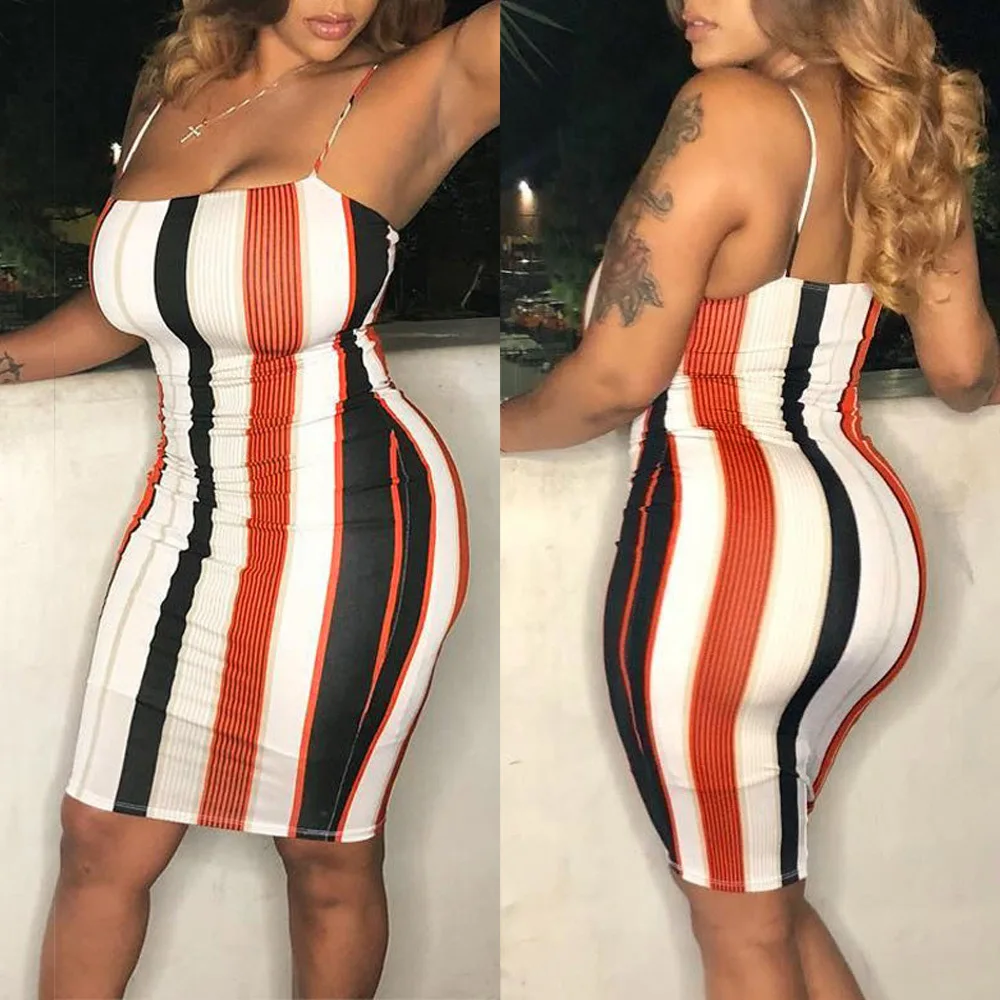 

Hot Sale Womens Summer Dresses Woman 2022 Fashion Striped Suspender Sexy Dresses for Women Party Pack Hip Mini Ladies Dress