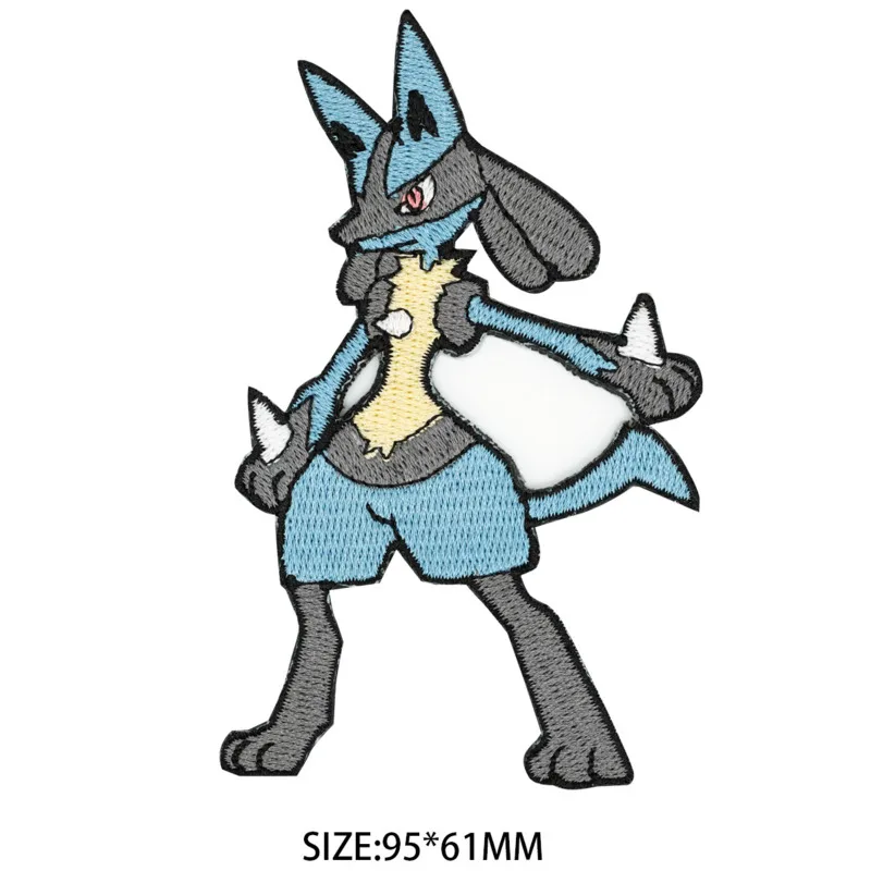 

Аппликация в стиле аниме Pokemon Lucario для одежды, аппликация для вышивки своими руками, плавкий патч, железные наклейки, значок, подарок на день рождения ребенка