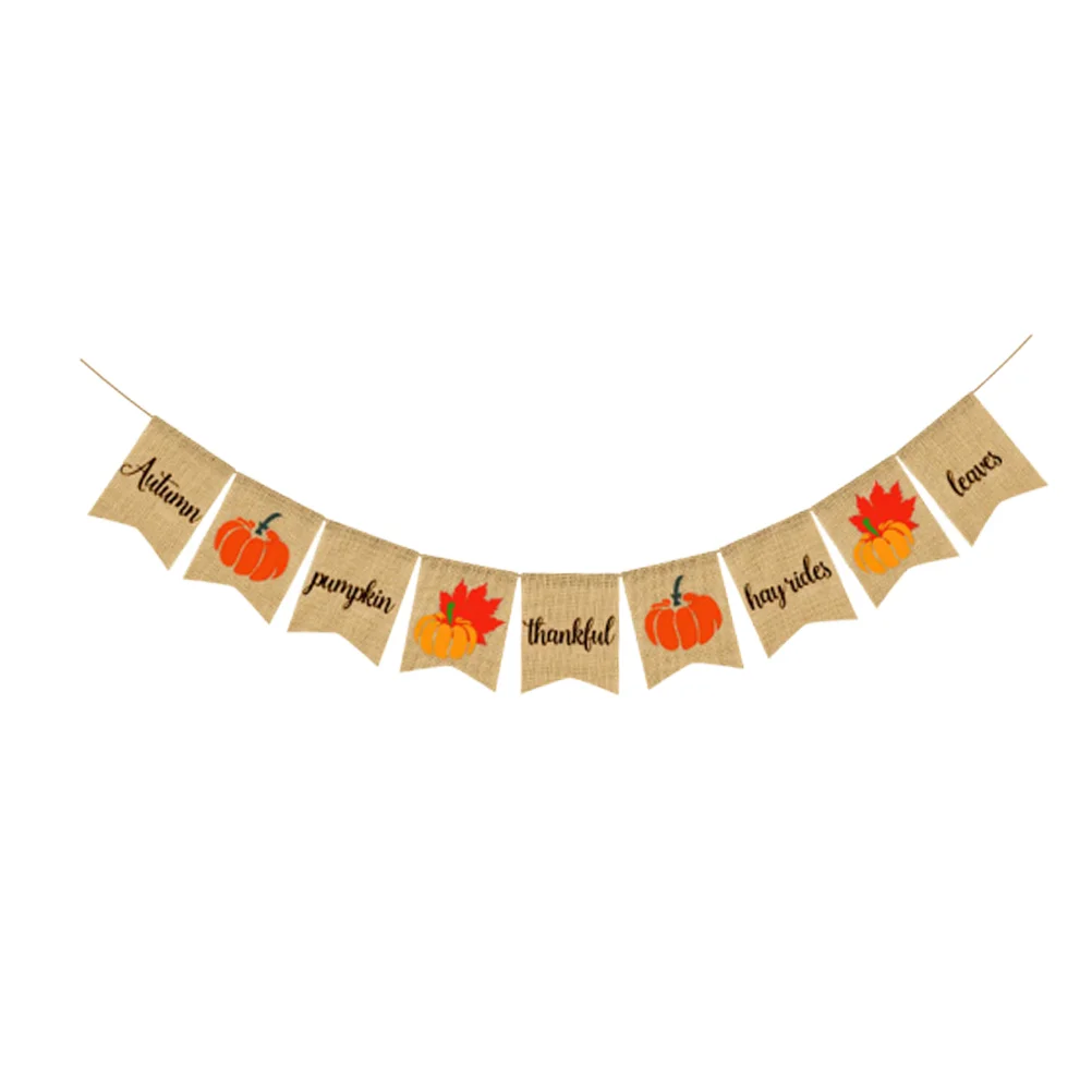 

Banner Autumn Harvest Fall Thanks Mantle Hanging Leaves Maple Burlap Decor Fireplace Giving Banners Thanksgiving Kids Classroom