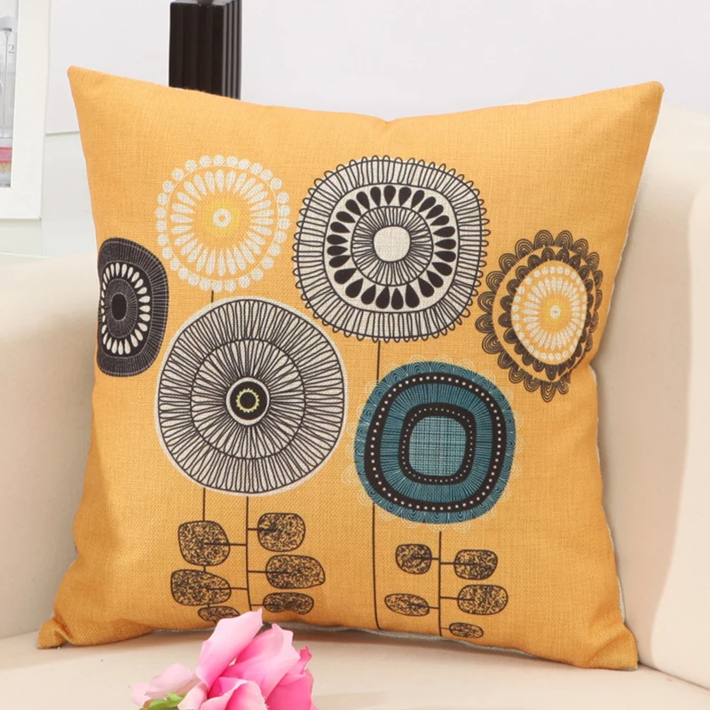 

2022 Nordic Flower Pillowcase 45x45cm Abstract Sunflower Yellow Pillow Case Linen Mandala Bedroom Decor Luxury Cushion Cover