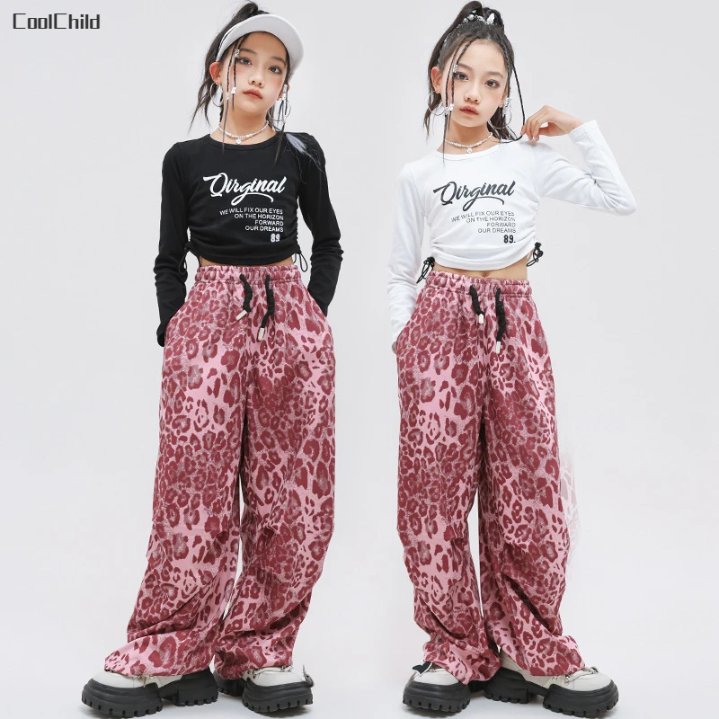 Укороченный топ для девочек в стиле хип-хоп розовые свободные спортивные штаны с