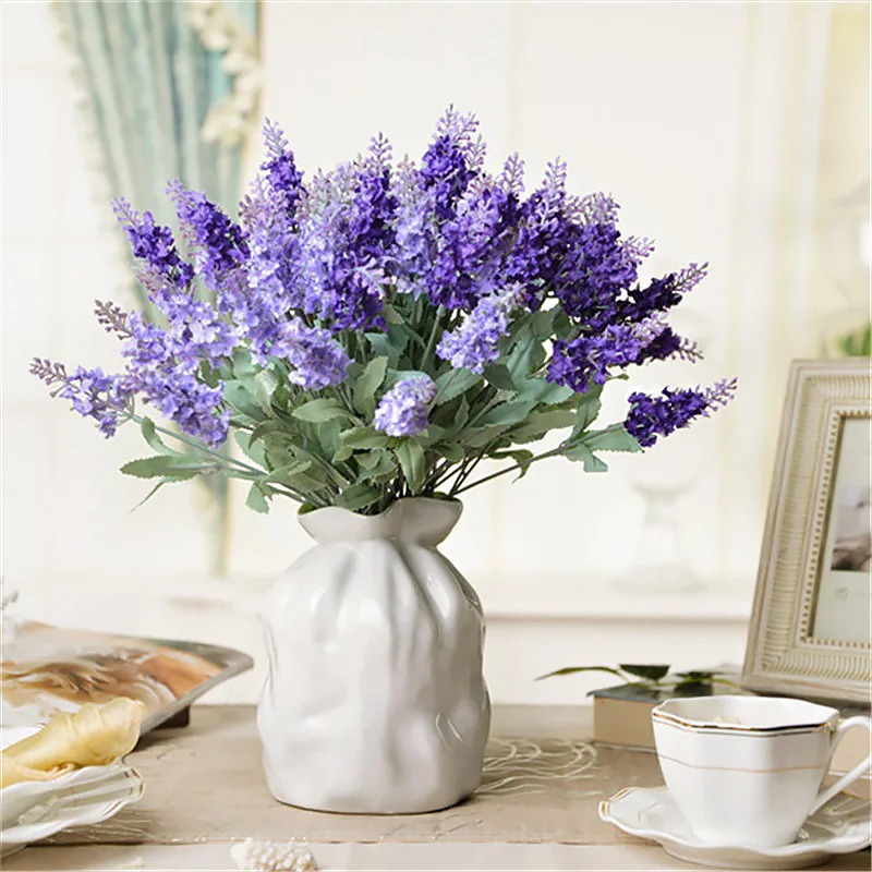 

Artificial Flowers Silk Lavender Bride Bouquet Birthday Wedding Party Decoration Home Garden Outdoor Fall Decor Diy Fake Flowers