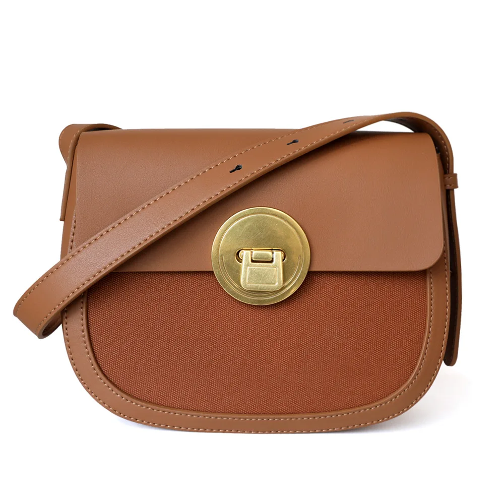 

Newest Women Crossbody Bags Genuine Leather Female Saddle Bag Casual Panelled Cowhide Shoulder Messenger Bag Brown bolsas mujer