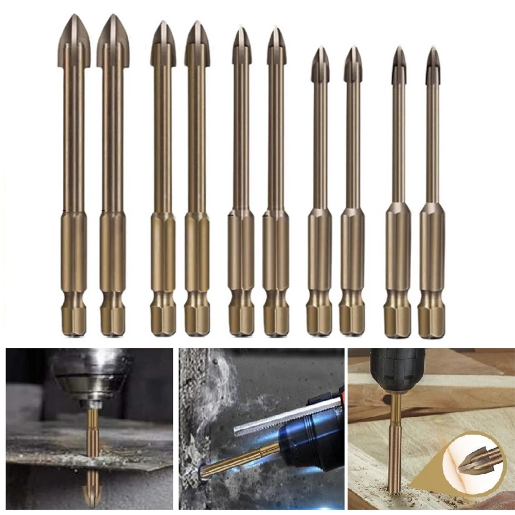 

10Pcs 3/4/5/6/8mm 5 Different Sizes Efficient Universal Drilling Tool Multifunctional Cross Alloy Power Tools Drill Bits