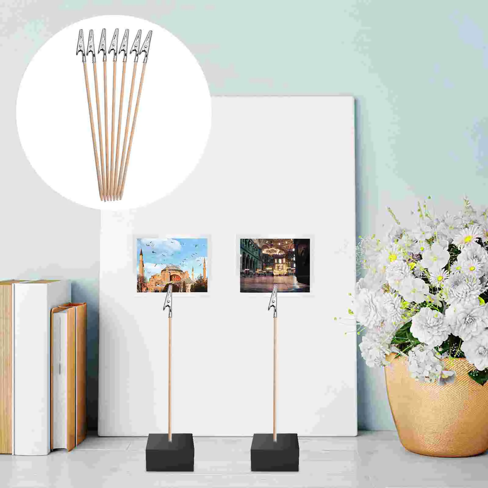 

100 Pcs Bamboo Stick Crocodile Clip Clamps Alligator Clips Photo DIY Accessories Skewer