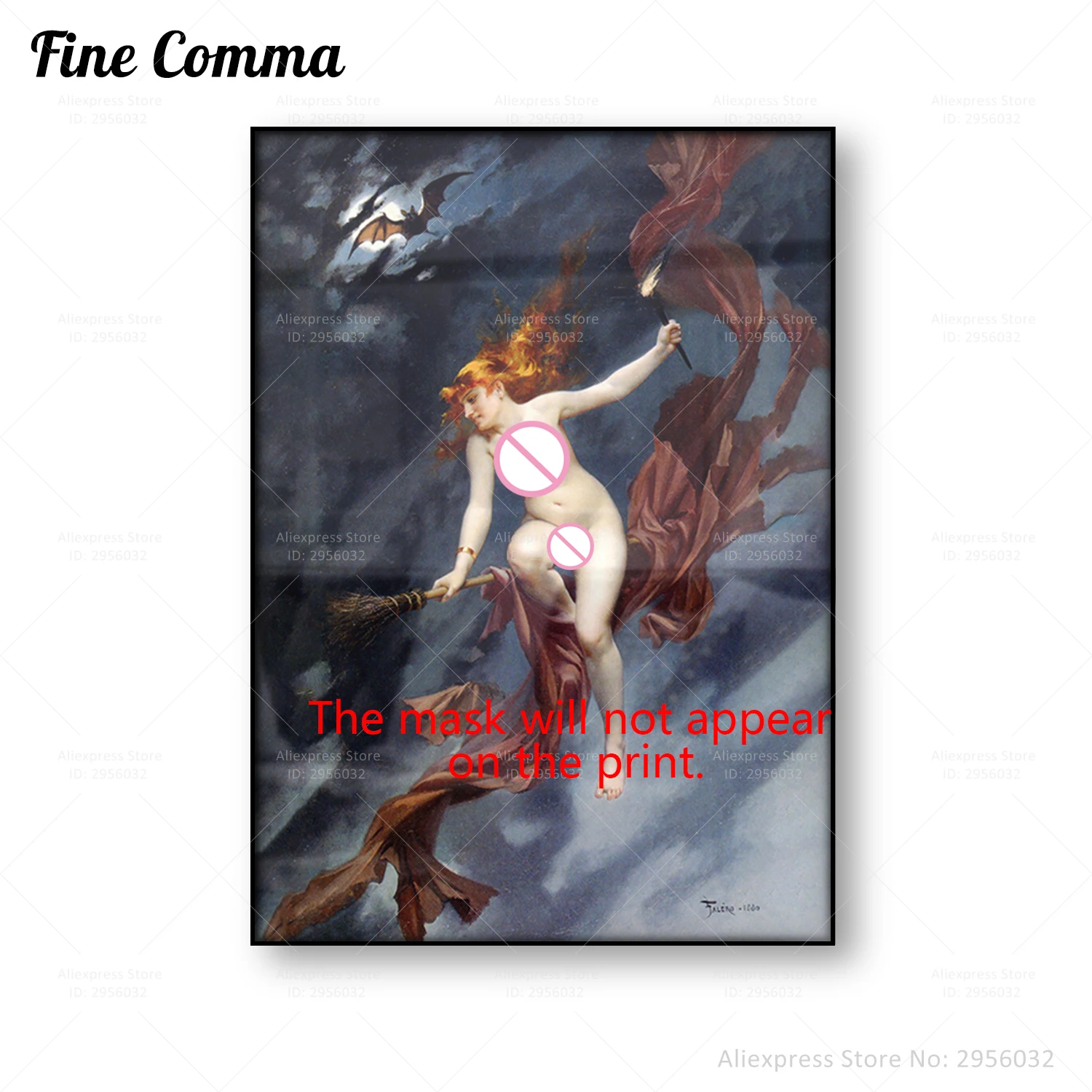 

The witches Sabbath Witchy Decor Wall Art Canvas Print Poster Flying Witch Vintage Art Picture Wicca Wiccan Bat Antique Painting