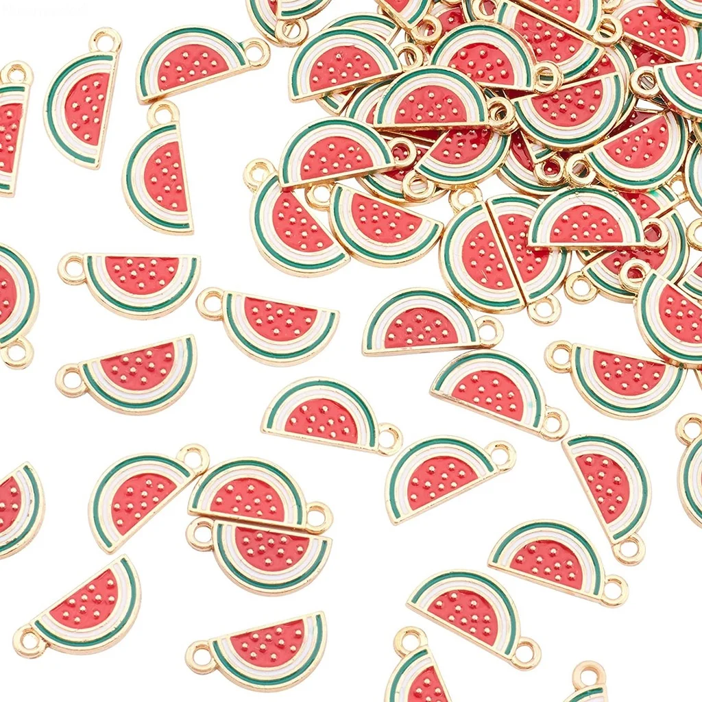 

100pcs Watermelon Enamel Charms Fruit Mini Charms Pendants Dangle Charms Beads for Necklace Bracelet Earrings DIY Jewelry Making