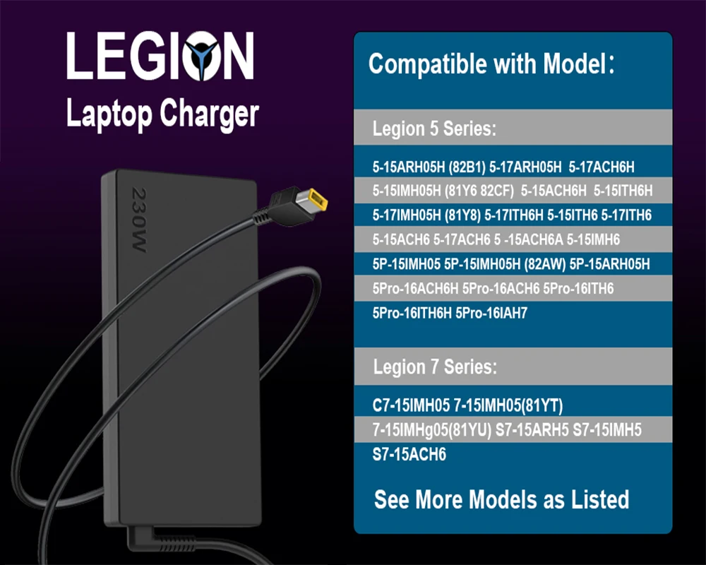 Зарядное устройство переменного тока 230 Вт для Lenovo Legion 5 5i 7 Pro Slim игровой ноутбук LOQ