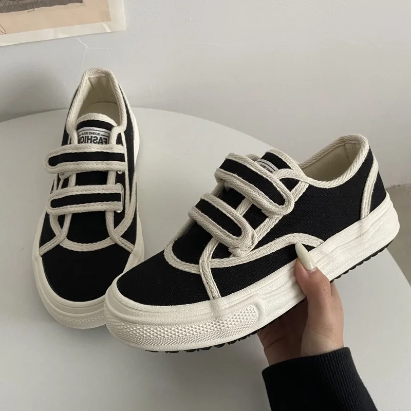 

HOUZHOU Canvas Flat Sports Shoes Women's Sneakers Design Spring Summer Platform Vulcanize Running Tennis Basket Rubber Fashion