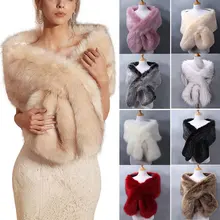 Winter Women Fur Capes Cloak Wedding Faux Fur Bolero Stole Warm Shawl Wraps Bridal Jacket Formal Evening Party Warm Scarf 2022