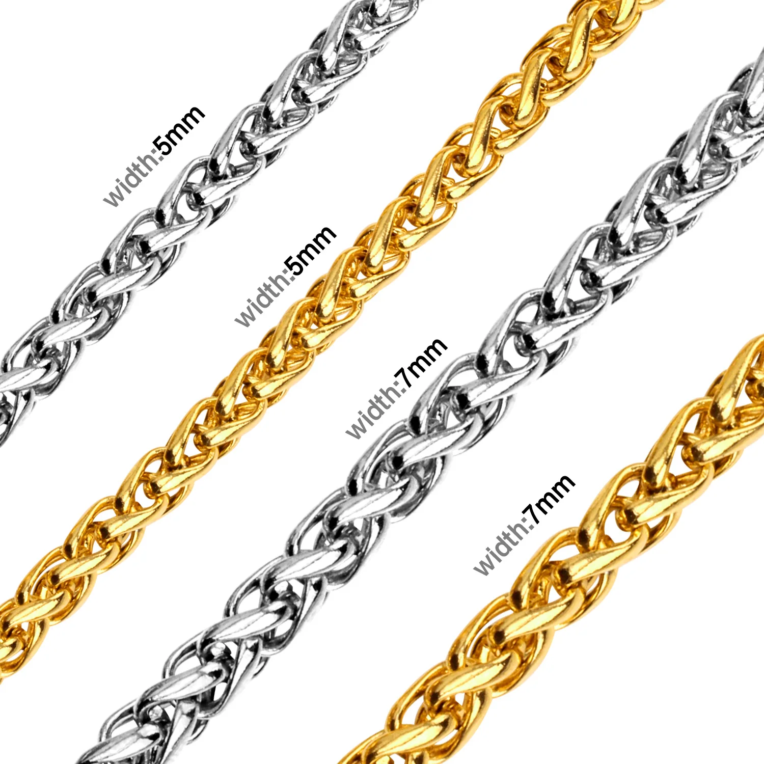 Цепь LUXUSTEEL в стиле панк для мужчин и женщин, базовое ожерелье из нержавеющей стали, Плетеный чокер «Фигаро» в Кубинском стиле, 5 мм7 мм (art.: 3920be3ff686b) - 3920be3ff686b