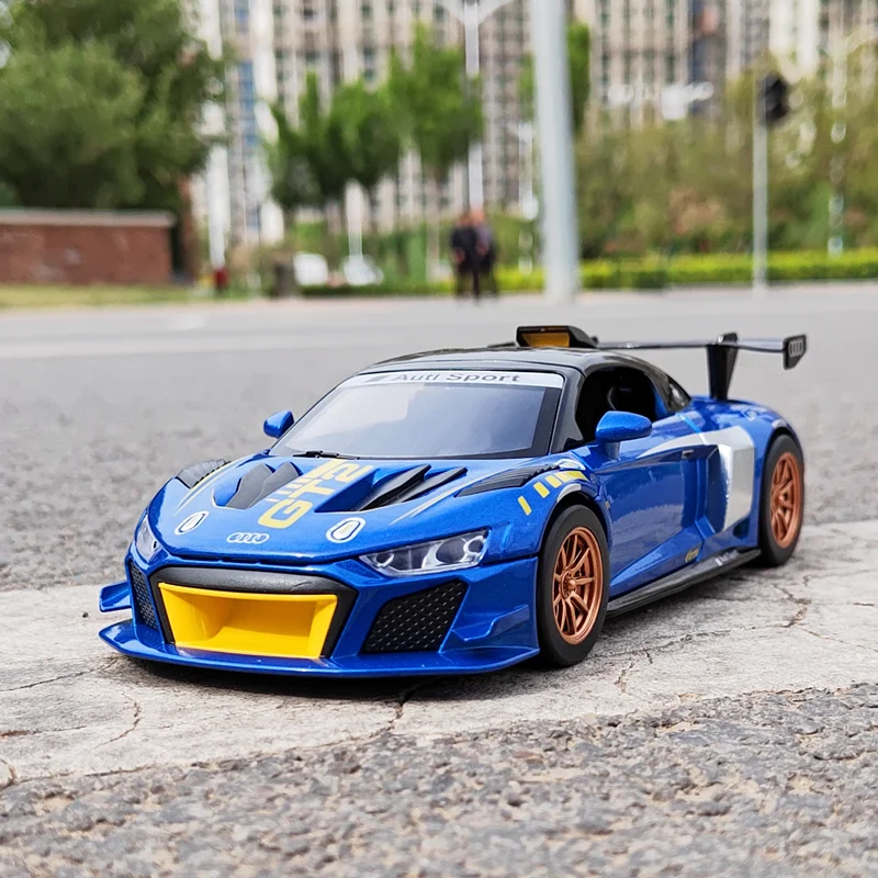 

1:24 AUDI R8 GT2 LMS Alloy Track Racing Car Model Diecasts Metal Toy Sports Car Model Simulation Sound and Light Childrens Gifts