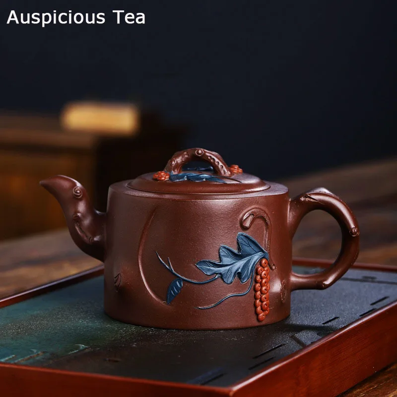 

370ml Yixing Raw Ore Old Purple Mud Zisha Teapot Handmade Household Health Preserving Kungfu Teaset Tea Ceremony Customized Gift