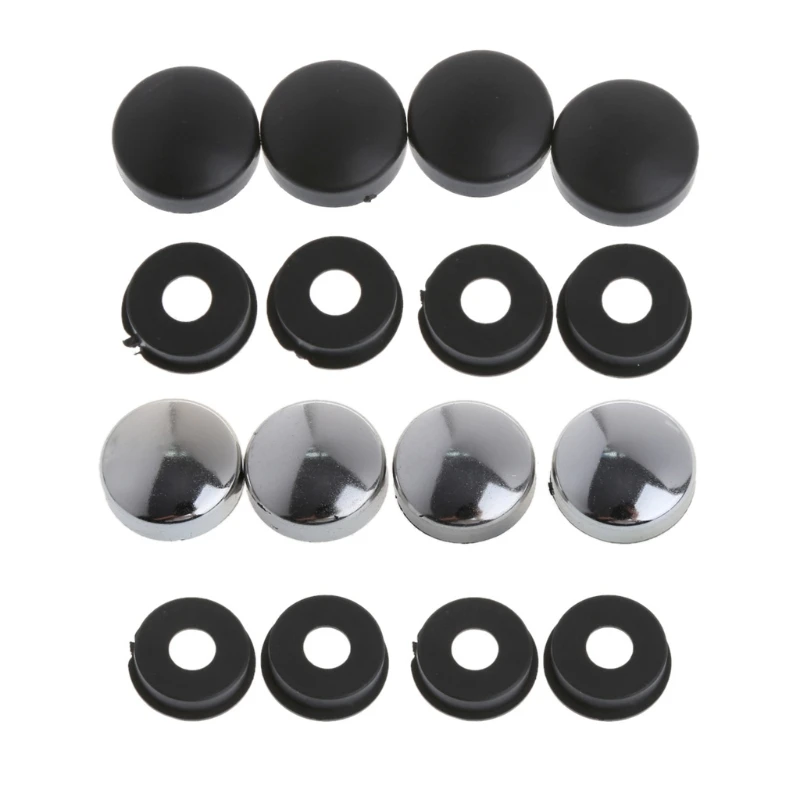 

8 Pcs ABS Chrome License Plate Frame Screw Nut Caps+Bolt Cover Set For Car