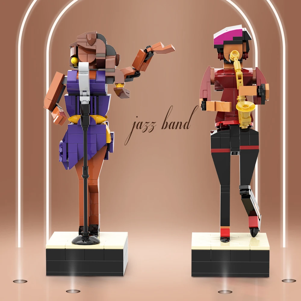 Набор строительных блоков gobrick MOC для джазового клуба Музыкальный красный кирпич