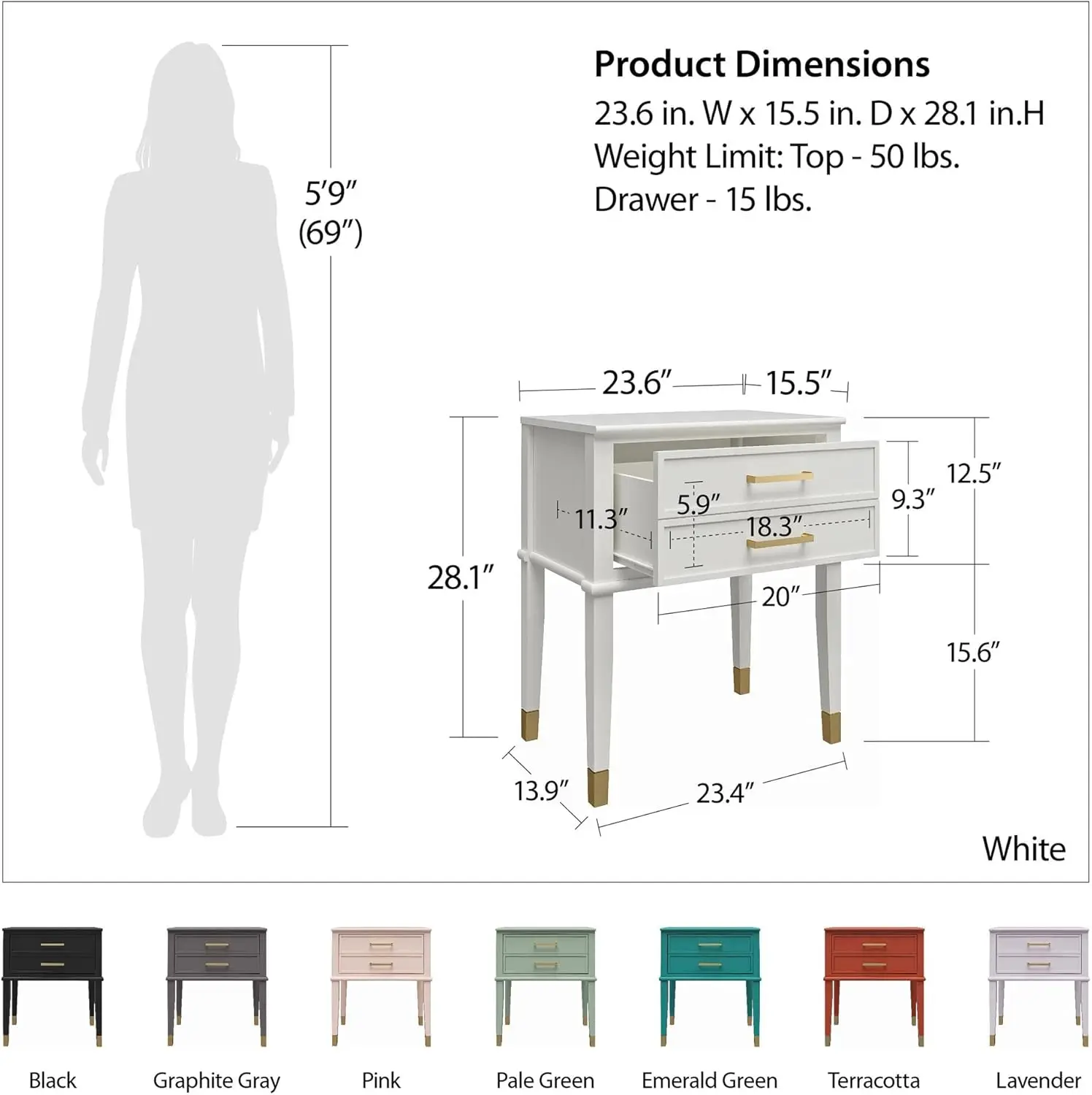Белые тумбочки из окрашенного МДФ и дерева для прочного сборки без бирки по