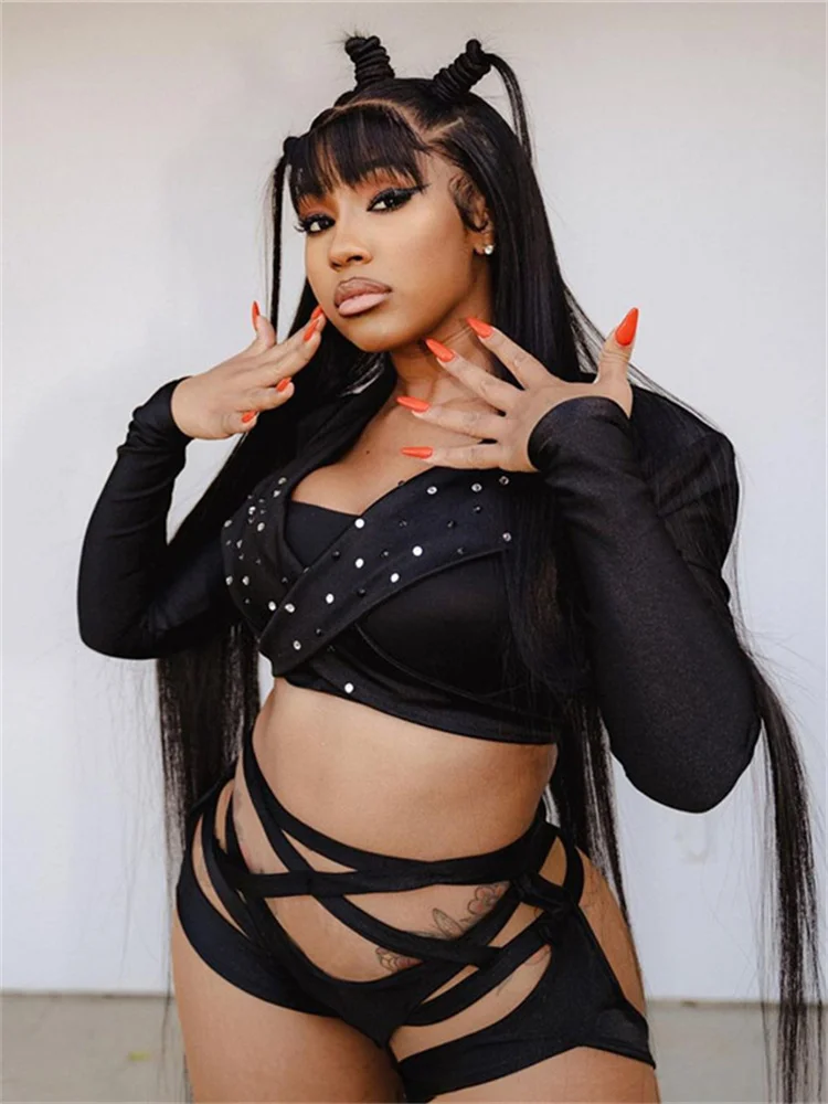 Simenual Sexy Clubwear Black High Waist Basic Shorts Women Cross Hollow Out Short Pants Gothic Chic Bottoms Trim Leggings Hot