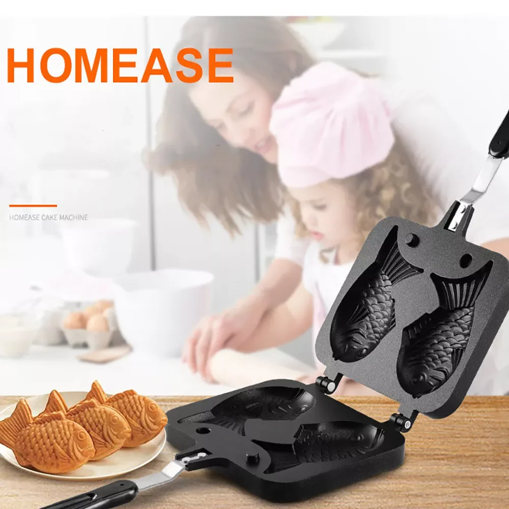 

Японский прибор Taiyaki в форме рыбы, искусственное японское приспособление для оладий, двойная японская Сковорода Из Нержавеющей Стали, домаш...