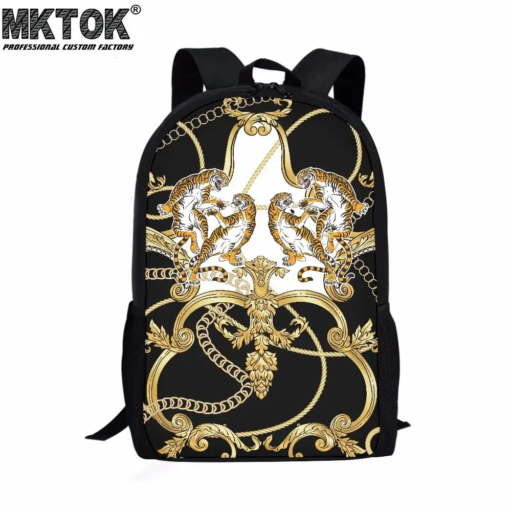 Baroque Tiger Print School Bags for Boys Customized Students Backpacks Cool Teenagers Rucksack Mochila Free Shipping