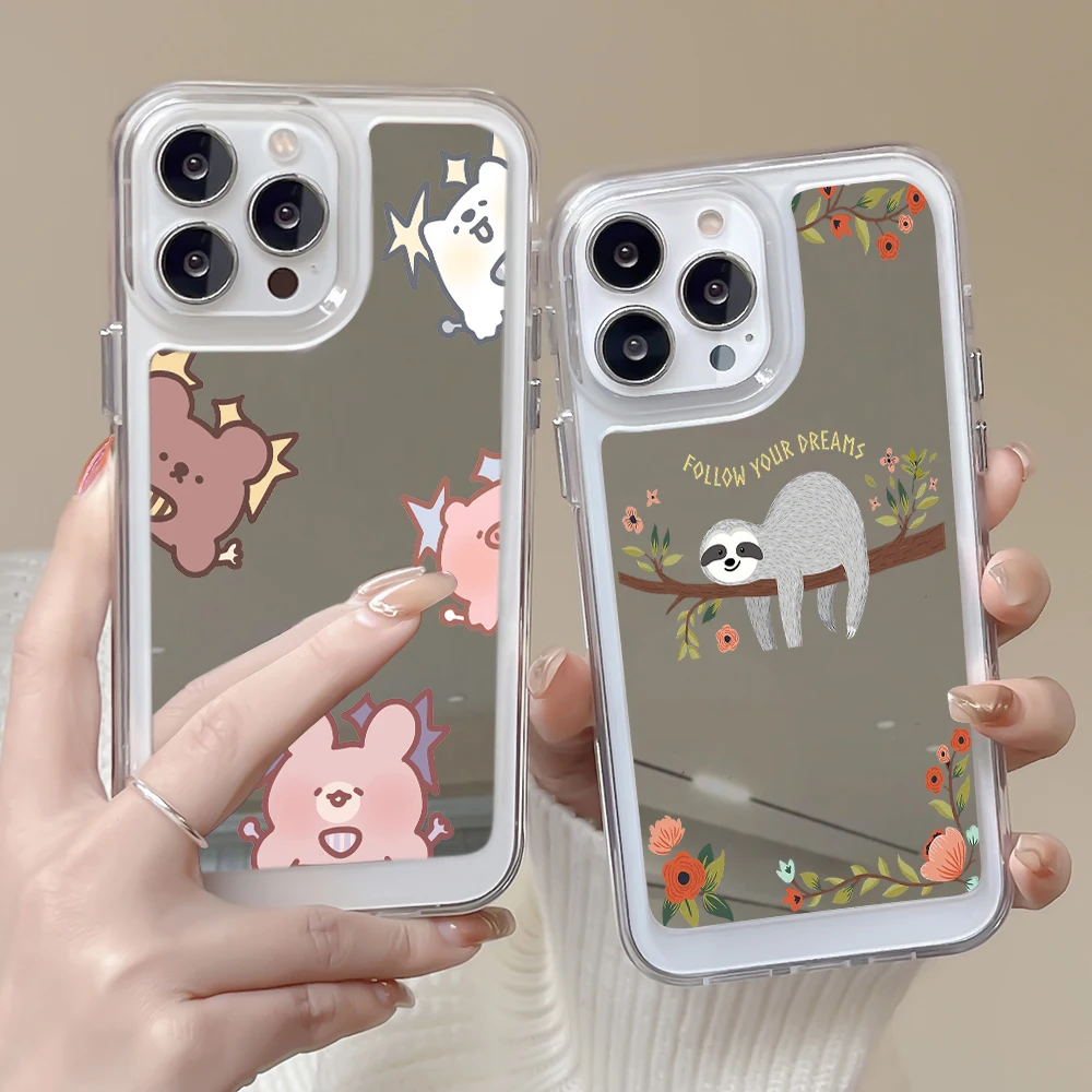 

Cute Koala Phone Case for IPhone 14ProMax 14Plus 13 12 11 Pro Max Luxury Transparent Shockproof Soft Mirror Protection Cover