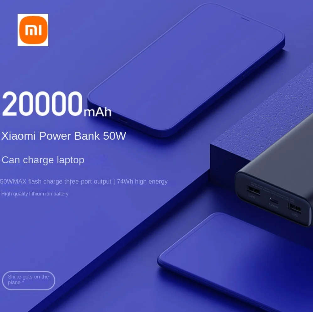 Original Xiaomi Power Bank Charger 20000mAh Super Flash Charger Suitable for USB Typy-C Can Connect 3 Devices Xiaomi Official