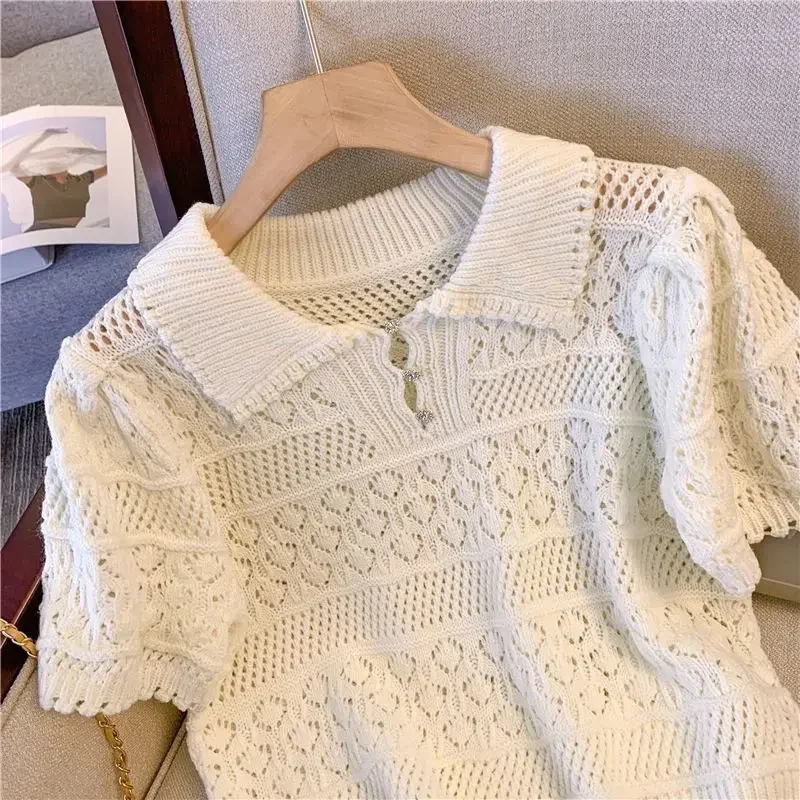 Женская футболка с вырезом поло во французском стиле летняя дизайнерская 2024