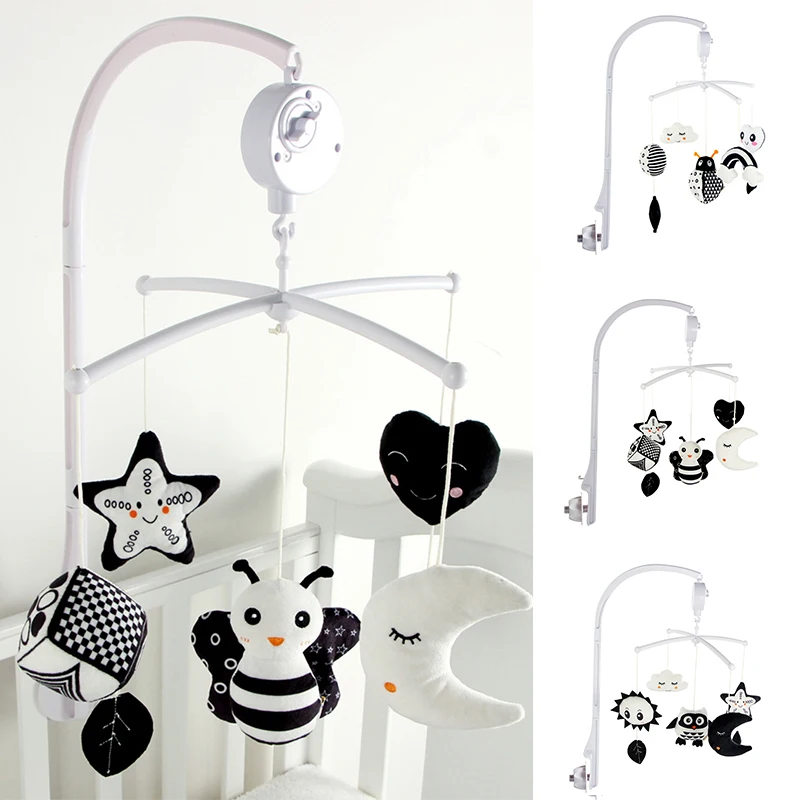 

Baby Crib Bell Animal Music Box Black and White Bed Toy Rattles Baby Toys 0-12 Months Infant Clockwork Toy Mobile Newborn Toys