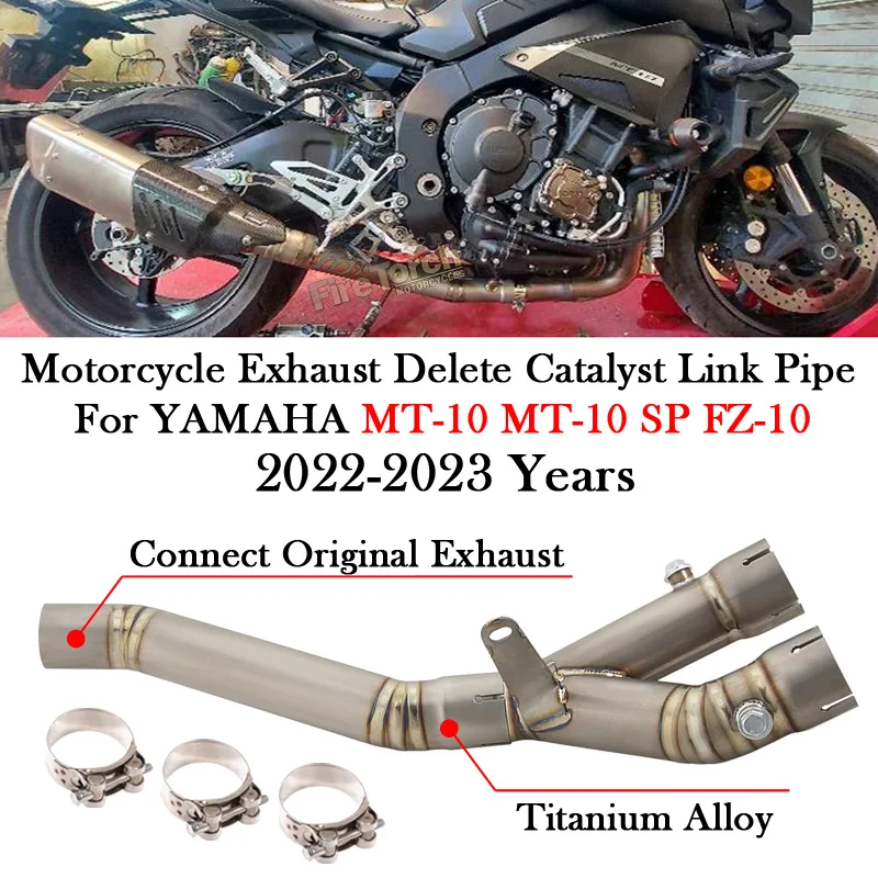 

For YAMAHA MT-10 MT10 SP FZ-10 FZ10 2022 2023 Motorcycle Exhaust System Mid Delete Catalyst Tube Middle Link Pipe Escape Muffler