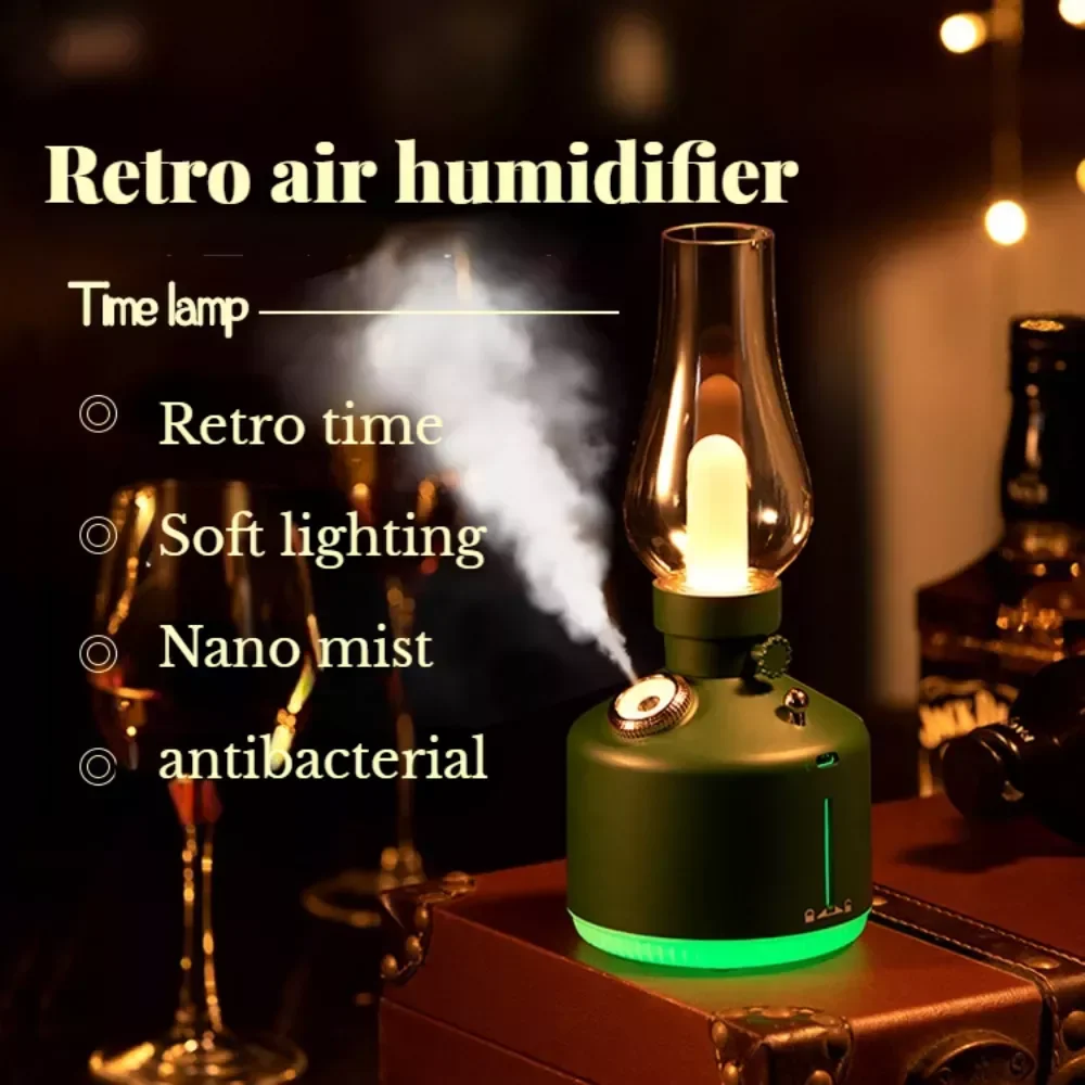 

Air Humidifier Vintage Lamp Night Light Nano Mist Sprayer Aromatherapy Diffuser USB Rechargeable Portable Air Humidifier