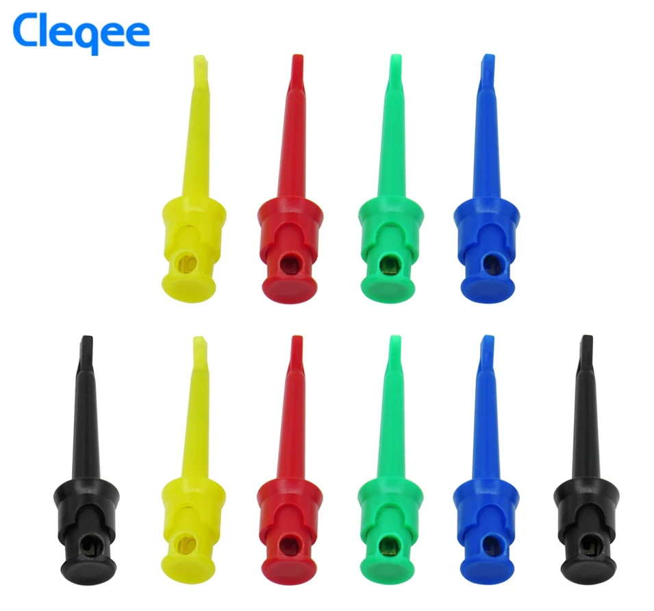 

Cleqee P5002 10pcs Multimeter Good quality Test Hook Clip Lead Wire Kit Grabbers Test Probe SMT/SMD IC D20 Cable Welding