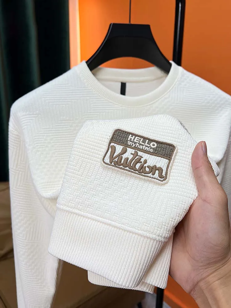 

Высококачественный осенний дизайнерский свитшот с вышивкой и длинными рукавами с круглым вырезом, футболка, дизайнерский деловой Повседневный модный топ