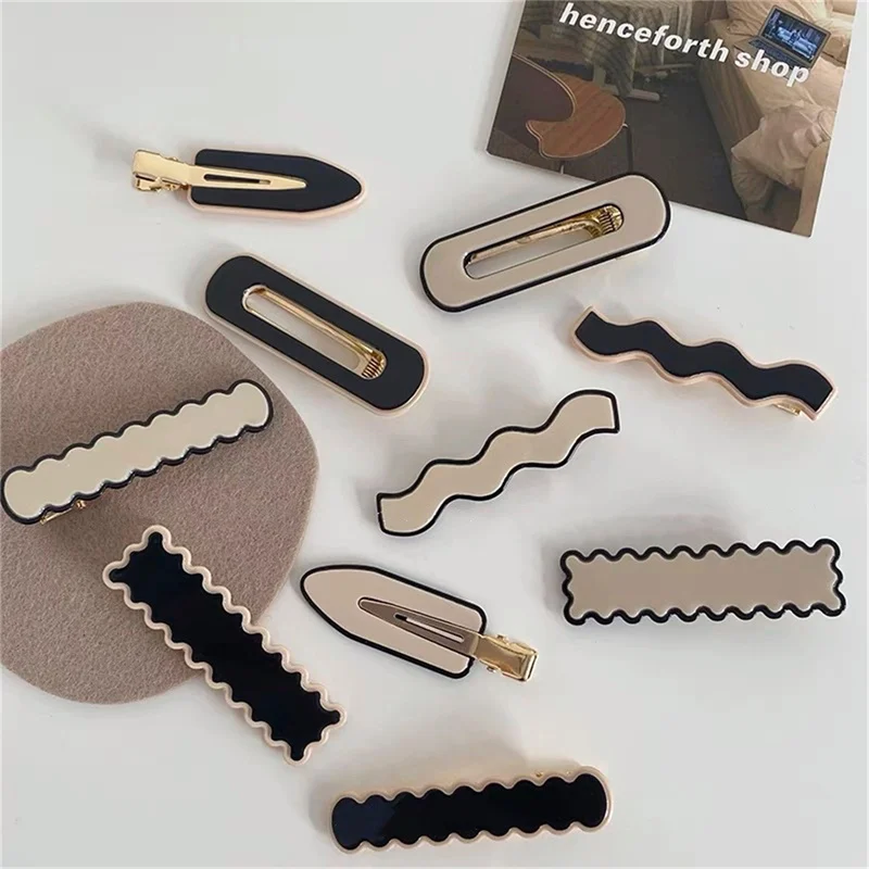 

2Pcs/set Women Elegant Black White Checkerboard Geometric Hairpins Sweet Side Hair Clips Barrettes Fashion Hair Accessories