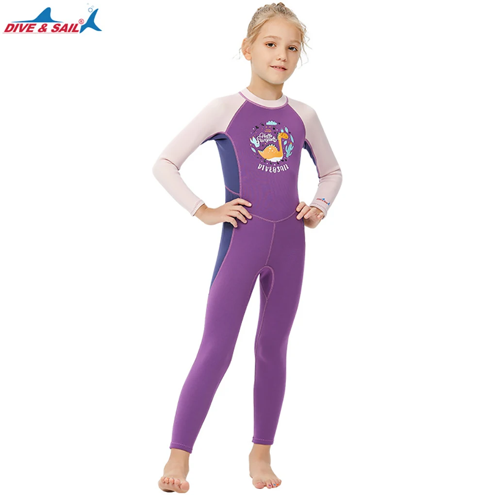 

DIVE&SAIL Kids Wetsuit Cartoons One Piece Snorkeling Set Cartoons Bathing Suit for Girls Nylon Wetsuit Zipper Swimwear for Swimm