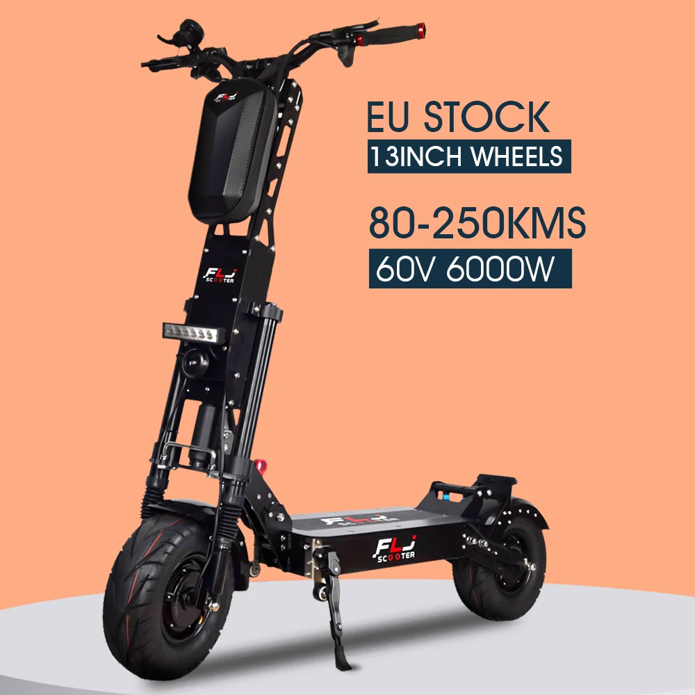 Upgraded 13inch 6000W E Scooter with 60V Battery 85km/h 90-150kms range 50Ah battery Dual motor e Bike Fat tire Electric Scooter