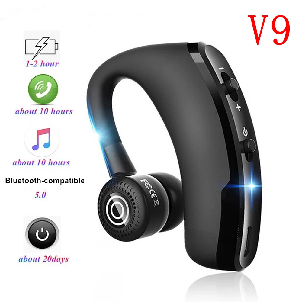 

V9 Bluetooth 5.0 compatib Earphone Wireless Headphones Handsfree Headset Earbud With Microphone For Driver Sport xiaomi