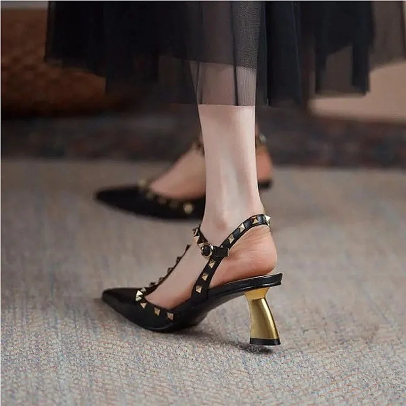 2022 New Ladies Sandals High Heels Ladies Dress Shoes Fashion Pointed Toe Stiletto Sexy Rib Party Shoes Gladiator Women's Shoes