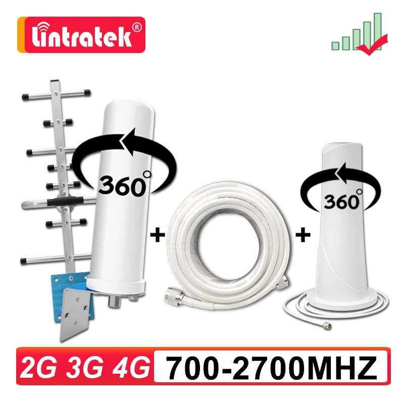 360° External Internal Antenna + Cable Kit 2G 3G 4G GSM LTE for Cell Mobile Phone Signal Amplifier Repeater Booster 700-2700mhz