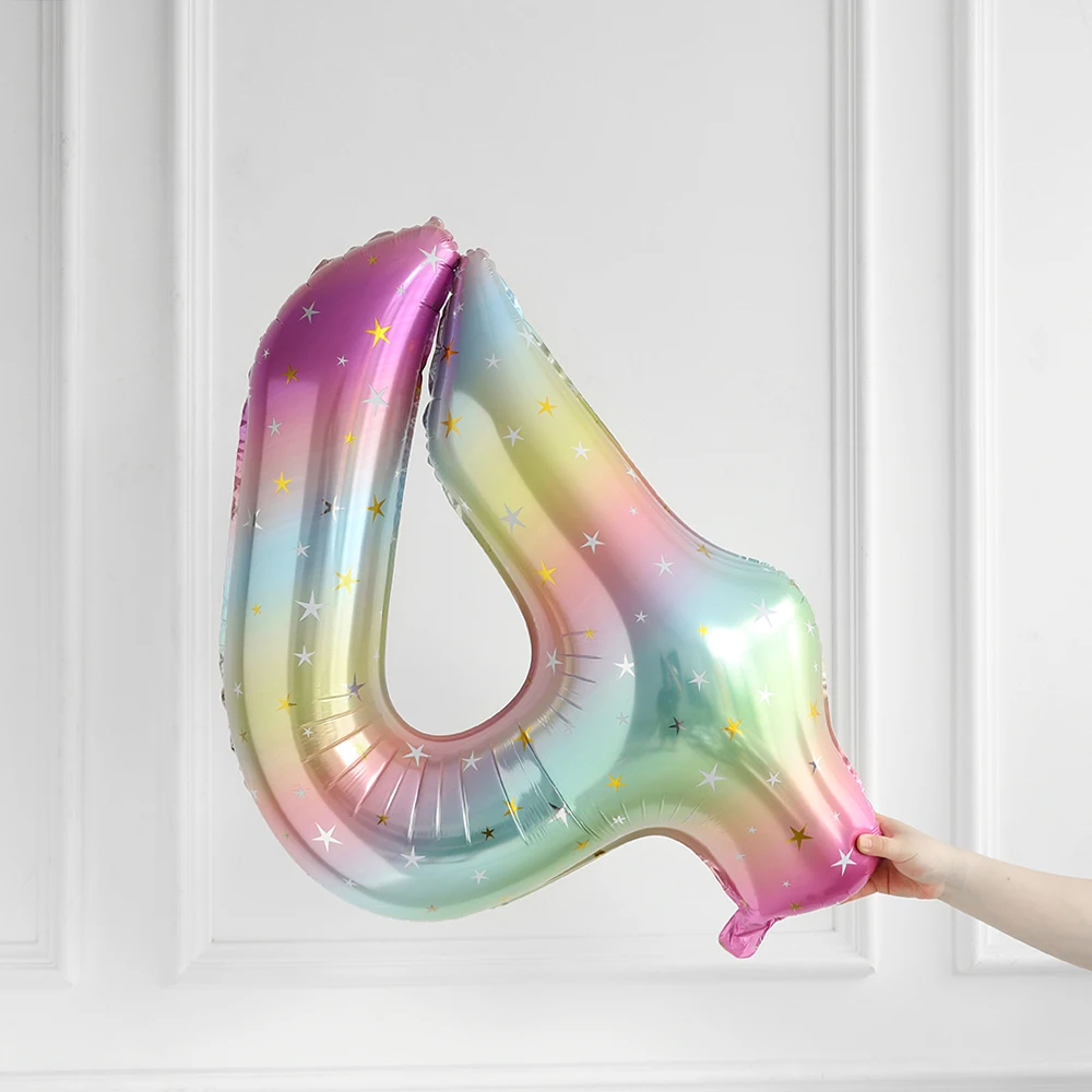 

Фольгированный воздушный шар Globos 40 дюймов с радужной звездой и цифрами